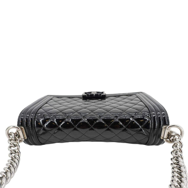 CHANEL Boy Flap Medium Plexiglass Patent Leather Crossbody Bag Black