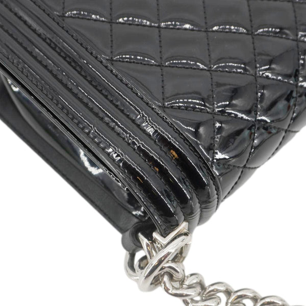 CHANEL Boy Flap Medium Plexiglass Patent Leather Crossbody Bag Black