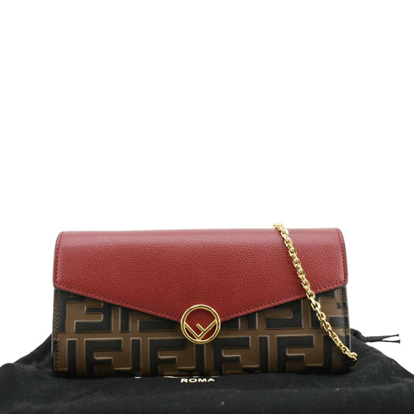 Fendi Vitello Cruise F Is Fendi Leather Red Chain Wallet  front side