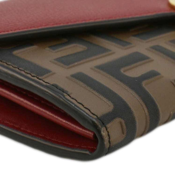 Fendi Vitello Cruise F Is Fendi Leather Continental Chain Wallet Red