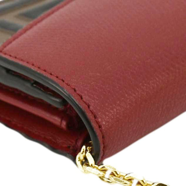 Fendi Vitello Cruise F Is Fendi Leather Continental Chain Wallet Red