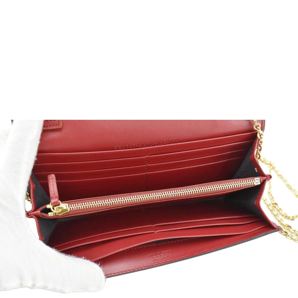 Fendi Vitello Cruise F Is Fendi Leather Continental Chain Wallet Red