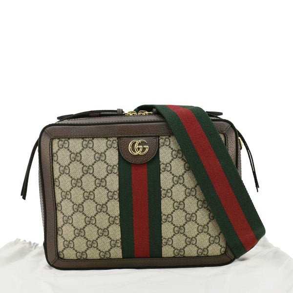 GUCCI Ophidia Web Small GG Supreme Canvas Shoulder Bag Beige 550622