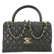 CHANEL Coco Flap Medium Quilted Caviar Leather Handle Shoulder Bag Black