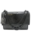 YVES SAINT LAURENT Sunset Crocodile Leather Crossbody Bag Black