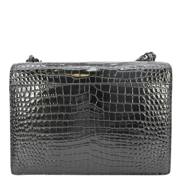 YVES SAINT LAURENT Sunset Crocodile Leather Crossbody Bag Black