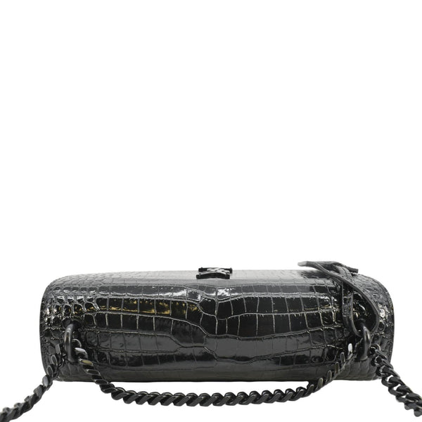 YVES SAINT LAURENT Sunset Crocodile Leather Crossbody Bag Black