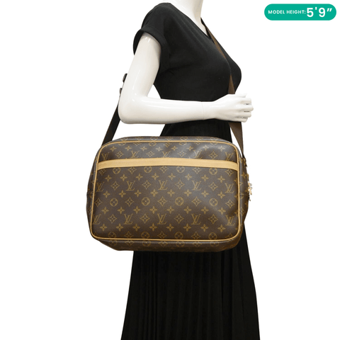 LOUIS VUITTON Reporter Monogram Canvas Shoulder Bag Brown