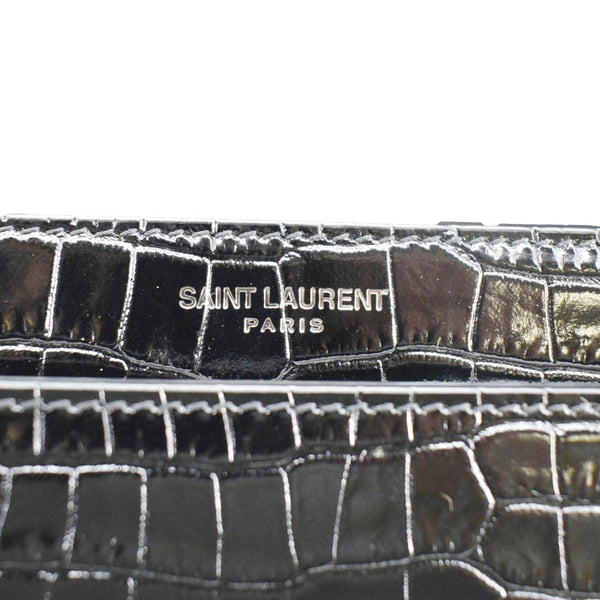 YVES SAINT LAURENT Sunset Crocodile Leather Crossbody Bag Black