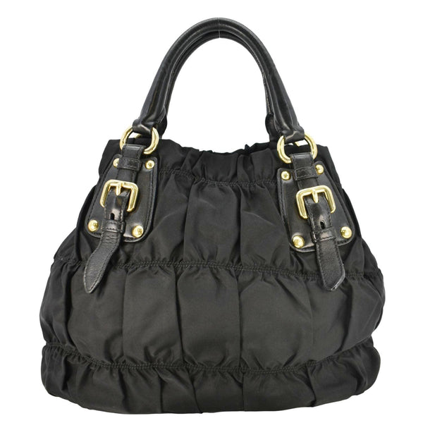 PRADA Tessuto Gaufre Nylon Tote Shoulder Bag Black