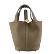 HERMES Picotin Lock 18 Taurillon Clemence Leather Hobo Bag Brown