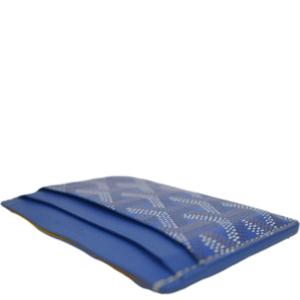 GOYARD; Goyardine Canvas Blue Cardholder Leather Wallet side view