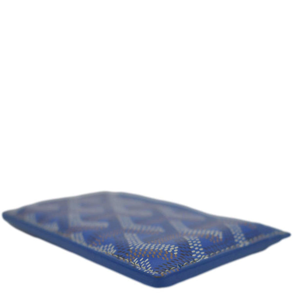GOYARD; Goyardine Canvas Blue Cardholder Leather Wallet corner view