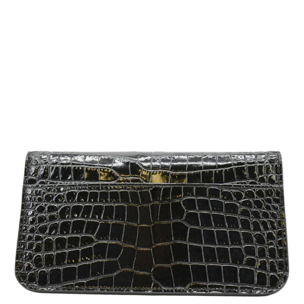 YVES SAINT LAURENT Kate Monogram Crocodile Leather Shoulder Bag Black