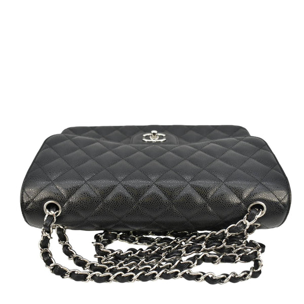 CHANEL Jumbo Classic Double Flap Quilted Caviar Leather Shoulder Bag Black