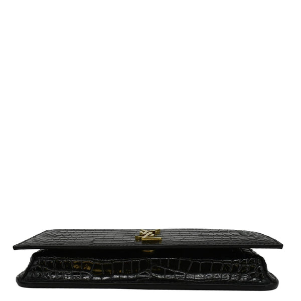 YVES SAINT LAURENT Kate Monogram Crocodile Leather Shoulder Bag Black