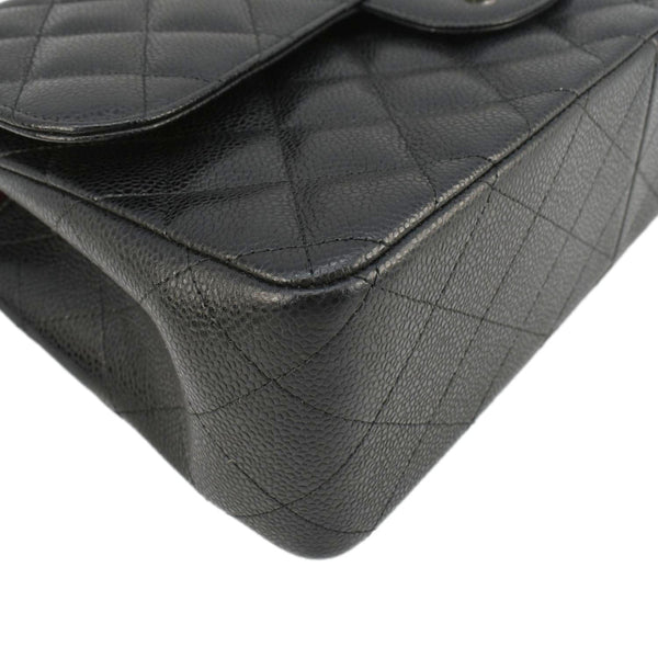 CHANEL Jumbo Classic Double Flap Quilted Caviar Leather Shoulder Bag Black