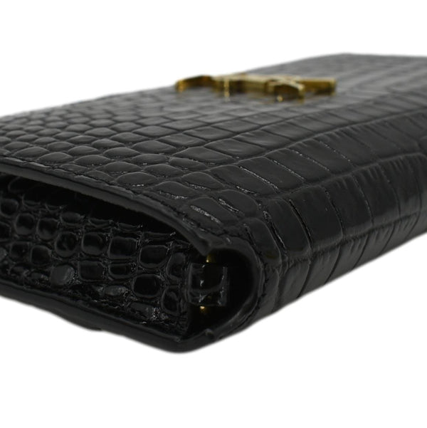 YVES SAINT LAURENT Kate Monogram Crocodile Leather Shoulder Bag Black