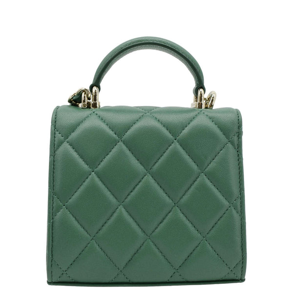 CHANEL Mini Top Handle Leather Crossbody Clutch Bag Green