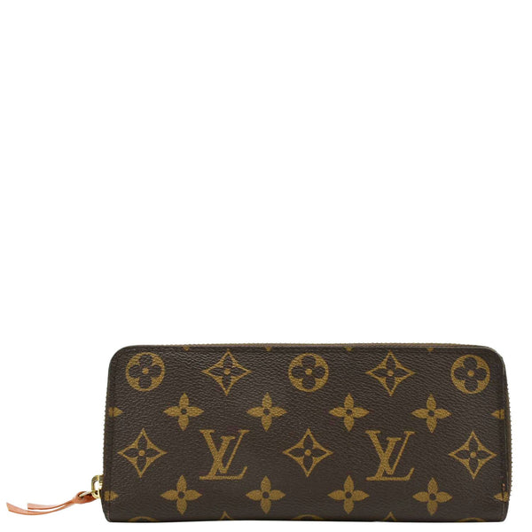 LOUIS VUITTON Clemence Monogram Canvas Zippy Wallet Brown