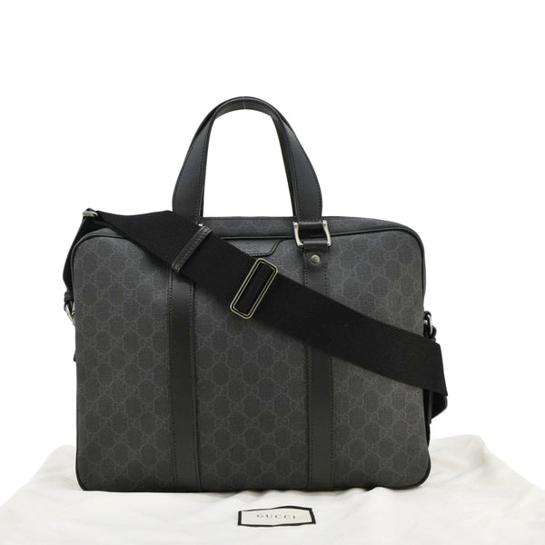 GUCCI Business 2 Way GG Supreme Monogram Briefcase Black 368557