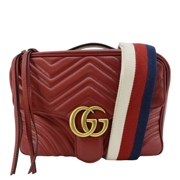 GUCCI Marmont Small Matelasse Leather Shoulder Bag Red 498100