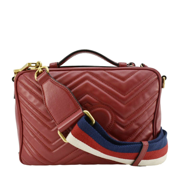 GUCCI Marmont Small Matelasse Leather Shoulder Bag Red 498100