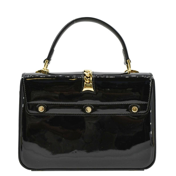 GUCCI Sylvie 1969 Patent Leather Top Handle Crossbody Bag Black 589479