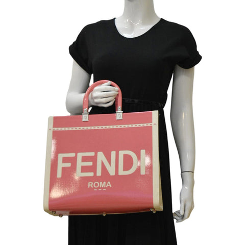 FENDI Sunshine Medium Leather Crossbody Tote Bag Light Pink