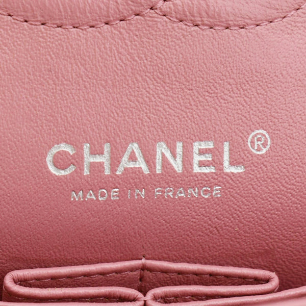 CHANEL Classic Double Flap Medium  Quilted Leather Shoulder Bag Salmon Pink