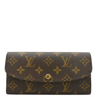 LOUIS VUITTON Emilie Monogram Canvas Wallet Brown