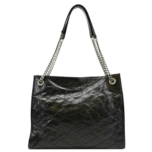 YVES SAINT LAURENT Niki Medium Crinkle  Leather Shoulder Bag Black