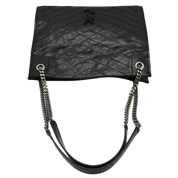 YVES SAINT LAURENT Niki Medium Crinkle  Leather Shoulder Bag Black