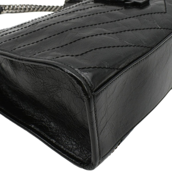 YVES SAINT LAURENT Niki Medium Crinkle  Leather Shoulder Bag Black