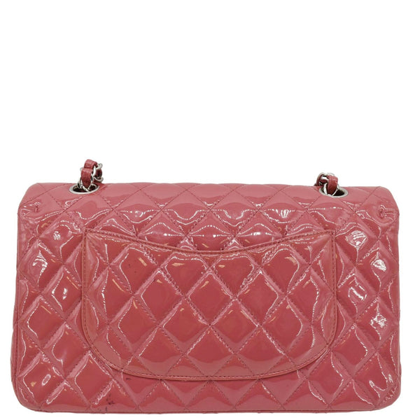 CHANEL Classic Double Flap Medium Quilted Patent Leather Shoulder Bag Light Pink