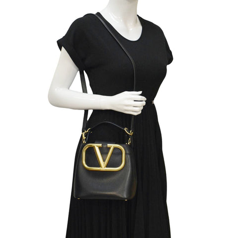 VALENTINO Garavani SuperVee  Leather Crossbody Bag Black