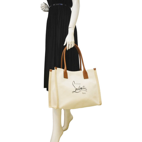 CHRISTIAN LOUBOUTIN Nastroloubi Canvas Tote Bag Off White