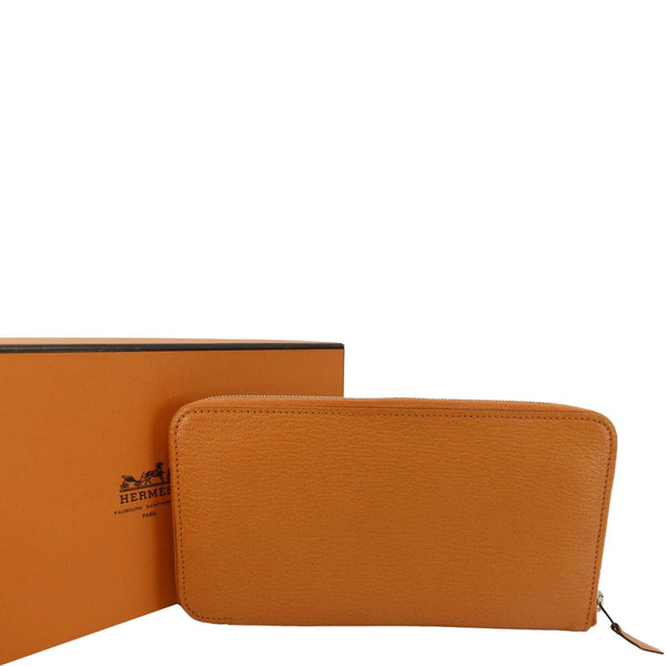 HERMES Classique Epsom Leather Long Zippy Wallet Orange