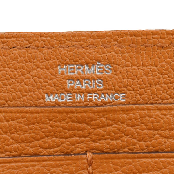 HERMES Classique Epsom Leather Long Zippy Wallet Orange