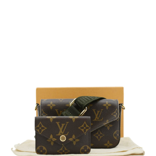 LOUIS VUITTON Felicie Strap & Go Pochette Monogram Canvas Crossbody Bag Brown