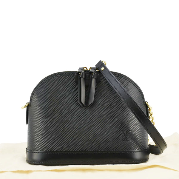 LOUIS VUITTON Alma Mini Epi Leather Satchel Bag Black