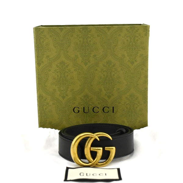 GUCCI GG Buckle Marmont Thin Leather Belt Size 80.32 Black 414516