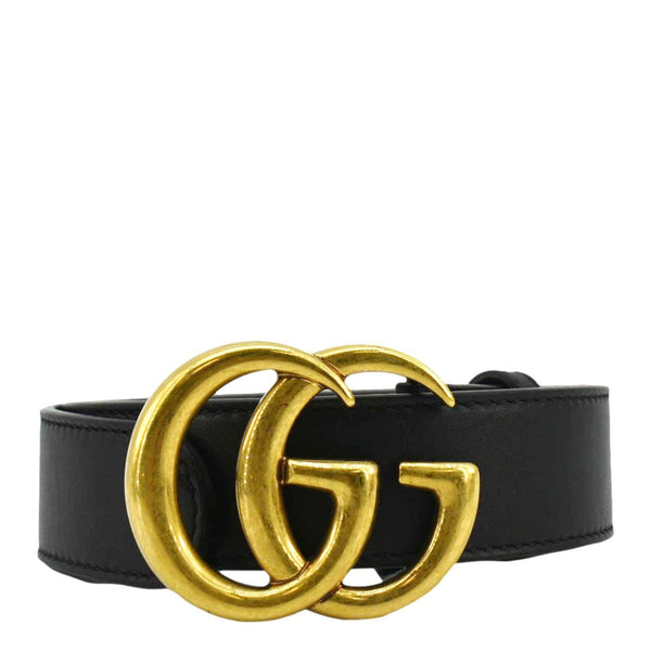 GUCCI GG Buckle Marmont Thin Leather Belt Size 80.32 Black 414516