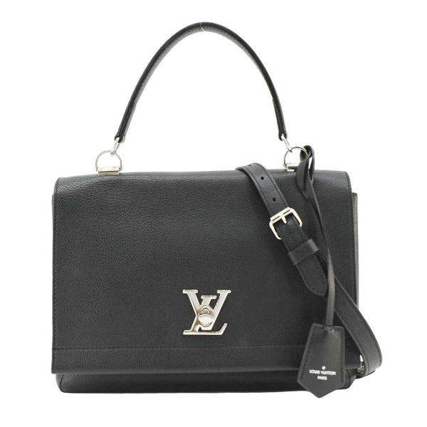 LOUIS VUITTON Lockme II Calfskin Leather Shoulder Bag Black