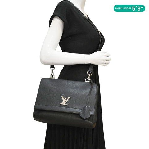 LOUIS VUITTON Lockme II Calfskin Leather Shoulder Bag Black