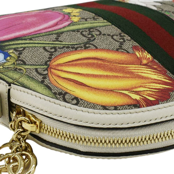 GUCCI Ophidia Flora Dome Small GG Supreme Monogram Shoulder Bag White 499621