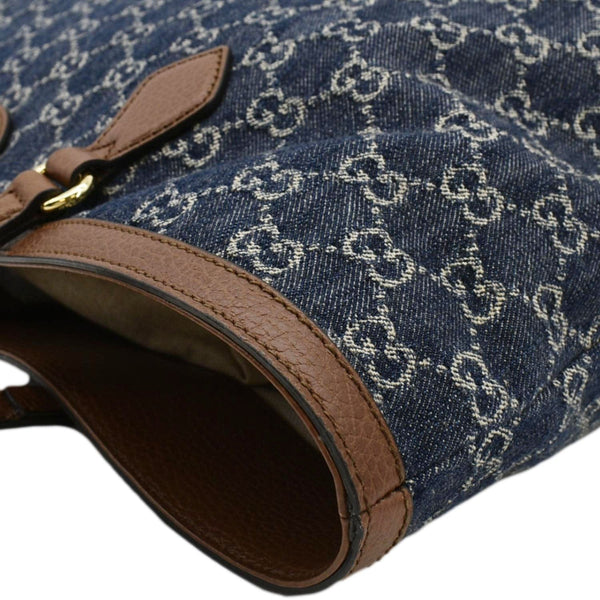 GUCCI Ophidia GG Medium Jacquard Denim Tote Bag Navy Blue