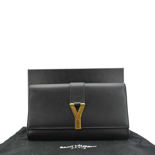 YVES SAINT LAURENT Classic Y Ligne Smooth Calfskin Leather Wallet Black