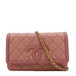 CHANEL CC Filigree Flap Small Quilted Caviar Leather Shoulder Bag Light Pink