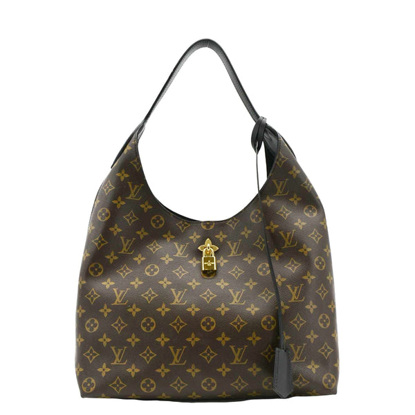 Louis Vuitton Flower Monogram Canvas Hobo Bag Brown